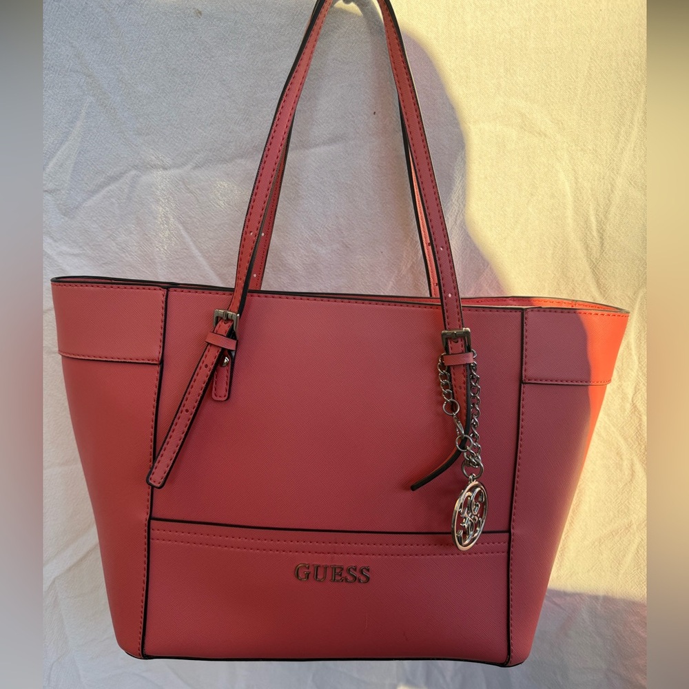 GUESS Coral Pink Tote Bag